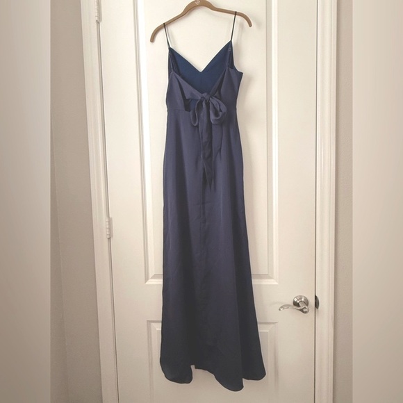 NWT AQUA Tie Back Evening Gown Dark Navy Blue 4 - Picture 3 of 4